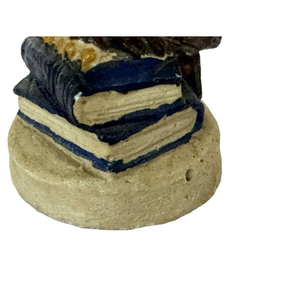 Hand Painted Minature Resin Owl Perched on Books Figurine 2.75" Collectible - Picture 4 of 6